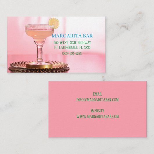 Bar & Lounge Roze Margarita Visitekaartje (Voorkant / Achterkant)