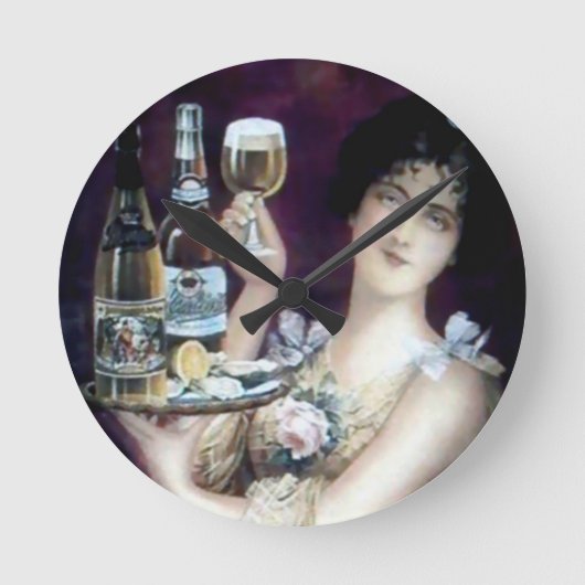 Bar Maid Vintage Poster Ronde Klok (Voorkant)