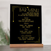 Bar Menu Art Deco 1920s Bruiloft Drinken Acryl Bord