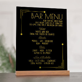 Bar Menu Art Deco 1920s Bruiloft Drinken Acryl Bord