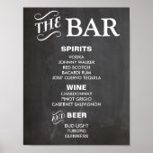 BAR MENU bord voor bruiloft en feestreceptie Poster (Voorkant)