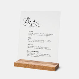 Bar Menu Bruiloft Bar Acryl teken Bord