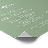 Bar Menu Bruiloft Salie Groen Botanisch Minimaal Poster (Hoek)