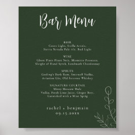 Bar Menu Bruiloft Salie Groen Botanisch Minimaal Poster