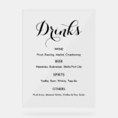 Bar Menu Dranken Trouwfeest Elegant Acryl Bord (Voorkant)