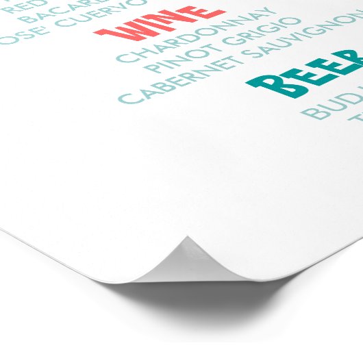 BAR MENU Fiest-stijl bruiloft en feestelijke ontva Poster (Hoek)