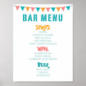BAR MENU Fiest-stijl bruiloft en feestelijke ontva Poster (Voorkant)
