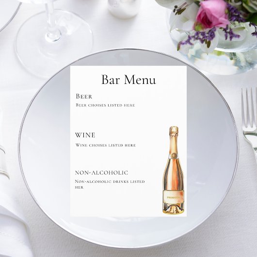 Bar menu fles wijn prosecco