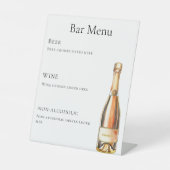 Bar menu fles wijn prosecco reclamebord met voetstuk (Voorkant)