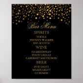 Bar Menu - Gouden Confetti Stippen op Zwart Poster (Voorkant)