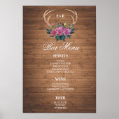 BAR MENU groot bord | Rendier geweien | trouwbar Poster (Voorkant)