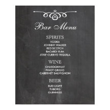 BAR MENU groot teken | Kalkbord | trouwbar