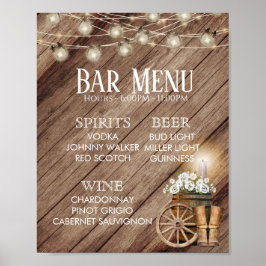 Bar Menu - Houten Vat Bruiloft Rustiek Poster