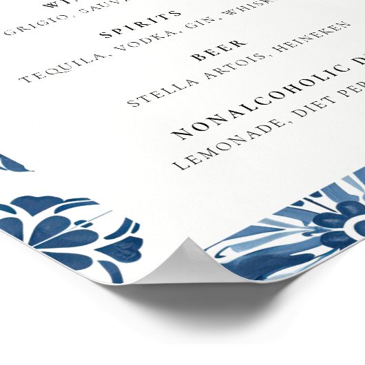 Bar Menu Lemon Positano Trouwtafel Teken Poster (Hoek)