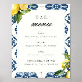 Bar Menu Lemon Positano Trouwtafel Teken Poster (Voorkant)