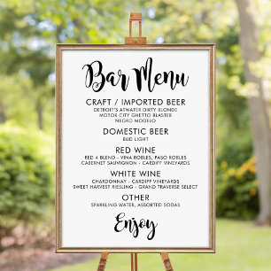 Bar Menu Modern Black Handwrited Script Weddenscha Poster