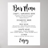 Bar Menu Modern Zwarte Handgeschreven Scriptie Bru Poster (Voorkant)