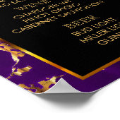 Bar Menu - Paarse en gouden marmer en zwart Poster (Hoek)