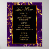 Bar Menu - Paarse en gouden marmer en zwart Poster (Voorkant)