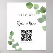 Bar menu QR-code eucalyptusgroen Poster (Voorkant)