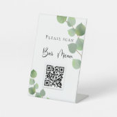 Bar menu QR-code eucalyptusgroen Reclamebord Met Voetstuk (Voorkant)