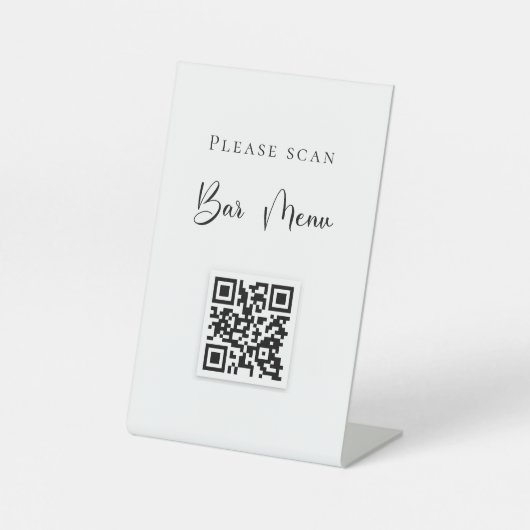 Bar menu QR-code typografie wit Reclamebord Met Voetstuk (Voorkant)