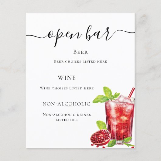 Bar menu rode drink (Voorkant)