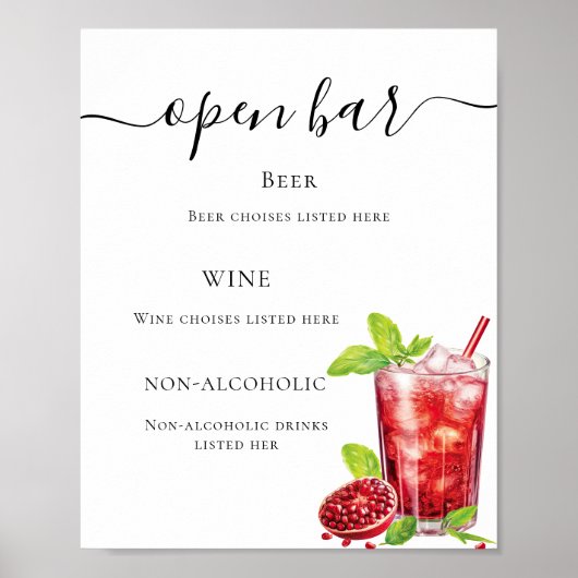 Bar menu rode drink poster (Voorkant)
