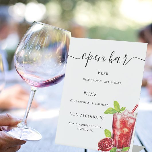 Bar menu rode drink reclamebord met voetstuk