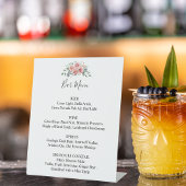 Bar Menu Roze Bloemen Bruiloft Boho Chique Script Reclamebord Met Voetstuk