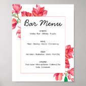 Bar Menu Roze Witte Bloem Schilderij Poster (Voorkant)