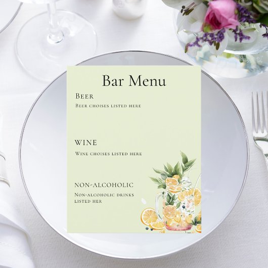 Bar menu salie groene limonade
