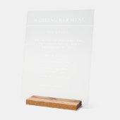 Bar menu sign wedding acryl bord (Hoek)
