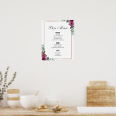 BAR MENU-teken | Bourgogne floral | trouwbar Poster (Keuken)