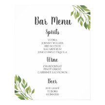 BAR MENU-teken | groene botanische bruiloft