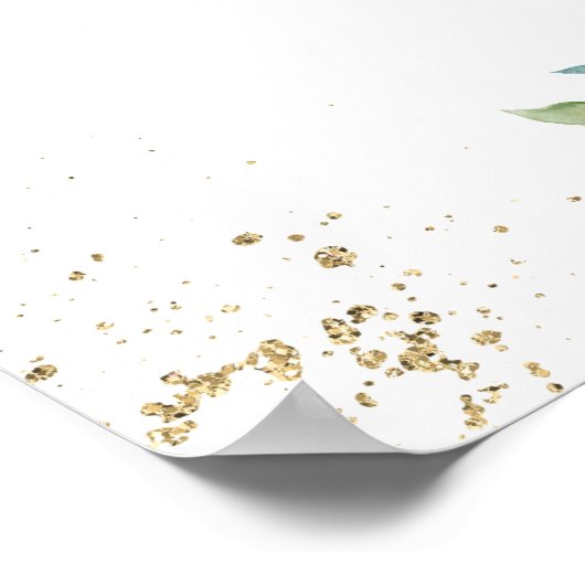 BAR MENU-teken | groene botanische bruiloft Poster (Hoek)