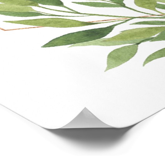 BAR MENU-teken | groene en gouden botanische bruil Poster (Hoek)