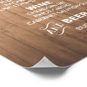 BAR MENU-teken voor bruiloft en partijontvangst Poster (Hoek)