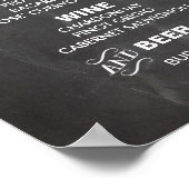 BAR MENU-teken voor bruiloft en partijontvangst Poster (Hoek)