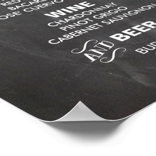 BAR MENU-teken voor bruiloft en partijontvangst Poster (Hoek)