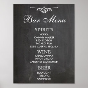 BAR MENU-teken voor bruiloft en partijontvangst Poster