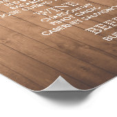 BAR MENU-teken voor bruiloft en partijontvangst Poster (Hoek)