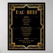 Bar Menu Trouwbord | Gatsby Art Deco Poster (Voorkant)