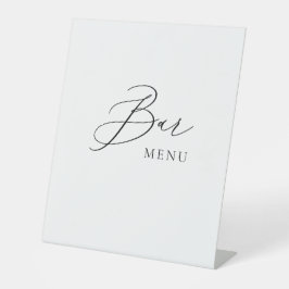 Bar Menu Wedding Sign Minimalist Elegant Script  Reclamebord Met Voetstuk