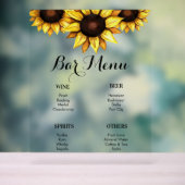 Bar Menu Zonnebloem Bruiloft Geel Acryl Bord (Neutraal)