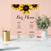 Bar Menu Zonnebloem Bruiloft Geel Acryl Bord (Huwelijk)