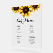 Bar Menu Zonnebloem Bruiloft Geel Acryl Bord (Hoek)