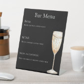 Bar menu zwart glas mousserende wijn reclamebord met voetstuk (Insitu)