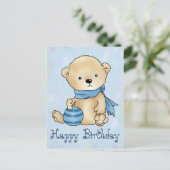 Bär mit Ball, blu Briefkaart (Staand voorkant)