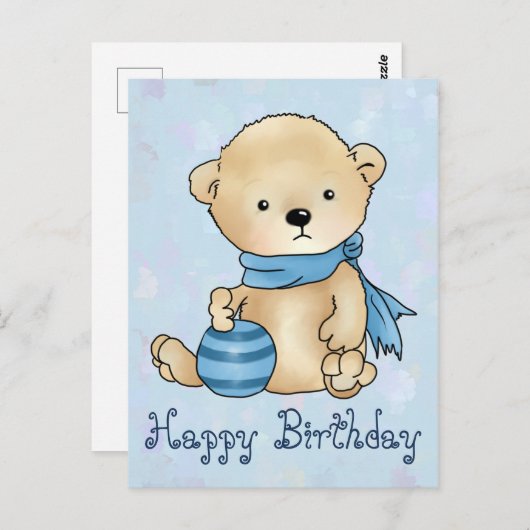 Bär mit Ball, blu Briefkaart (Voorkant / Achterkant)